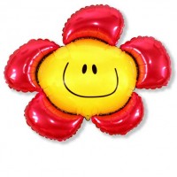 Фольгированный шар Солнечный цветок красный